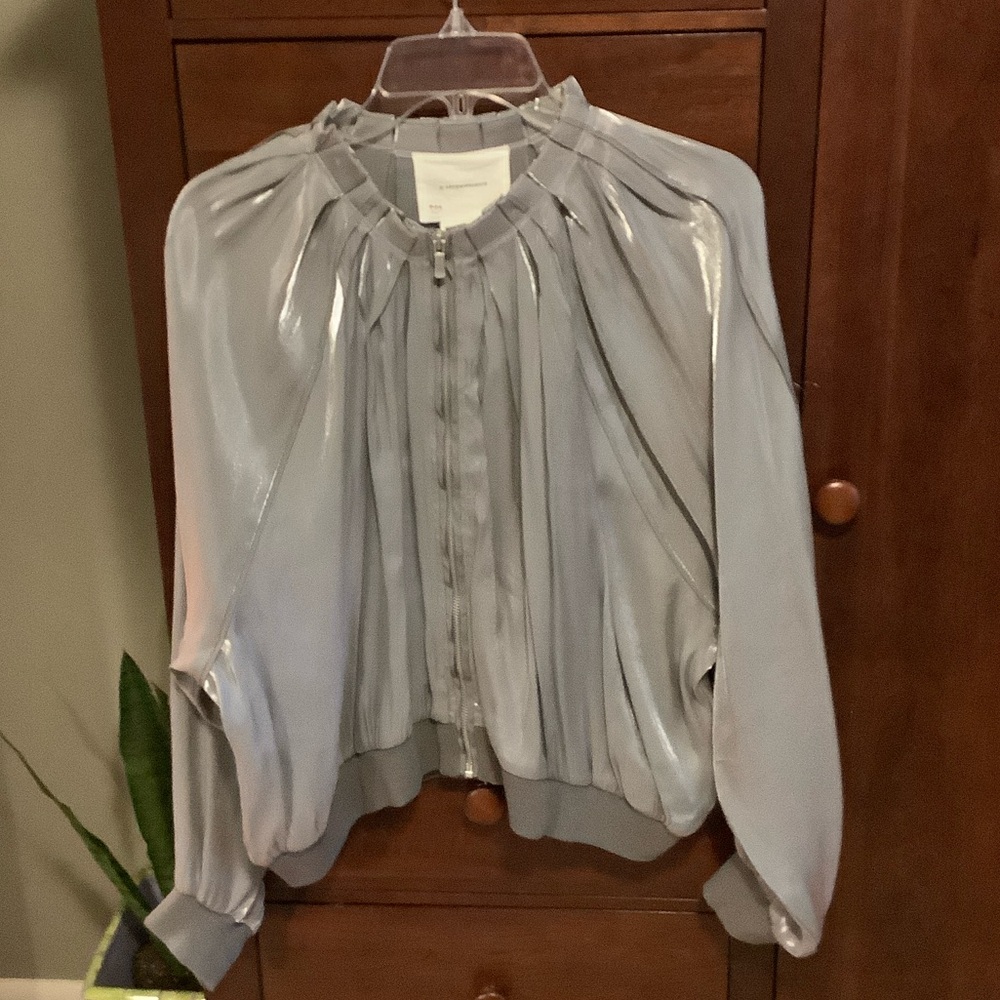 Anthropologie Silver Bomber Jacket